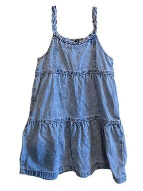 Braided Denim Tiered Girls Dress Size 5 Super Cute & Lightweight